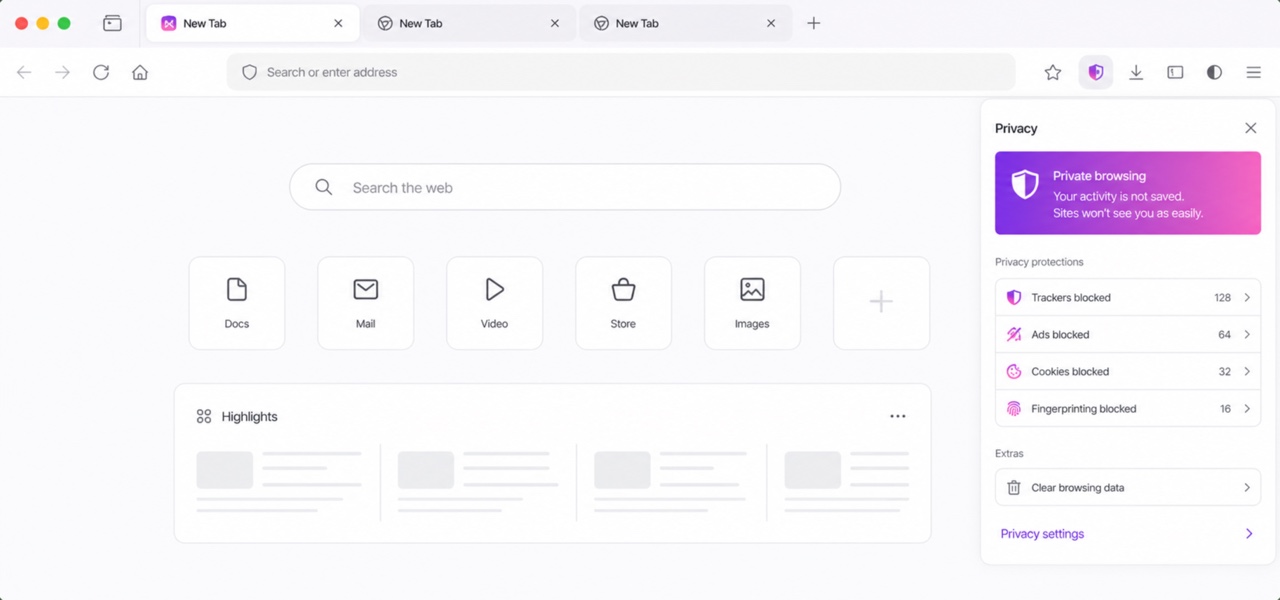Firefox Proton — AI interpretation, not a reference