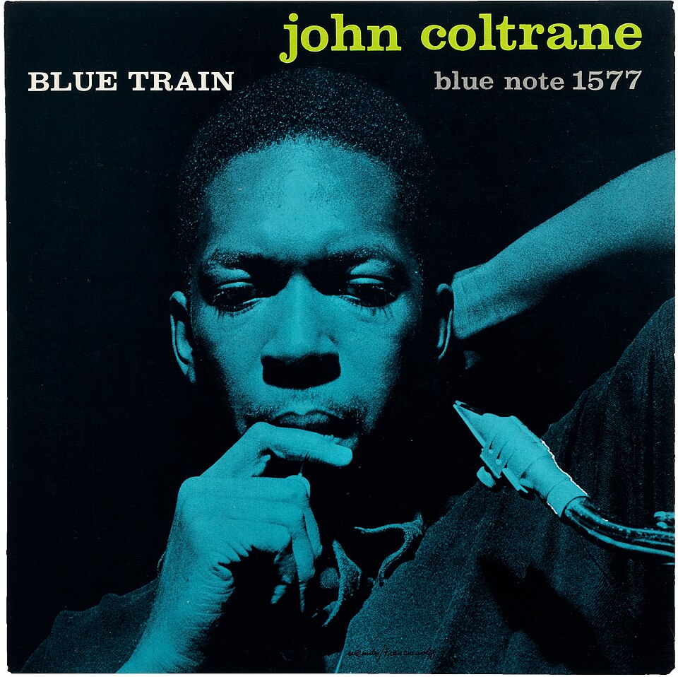 Blue Note Style — Reid Miles (photograph by Francis Wolff), John Coltrane / Blue Train, 1957 — Wikimedia Commons / Public domain