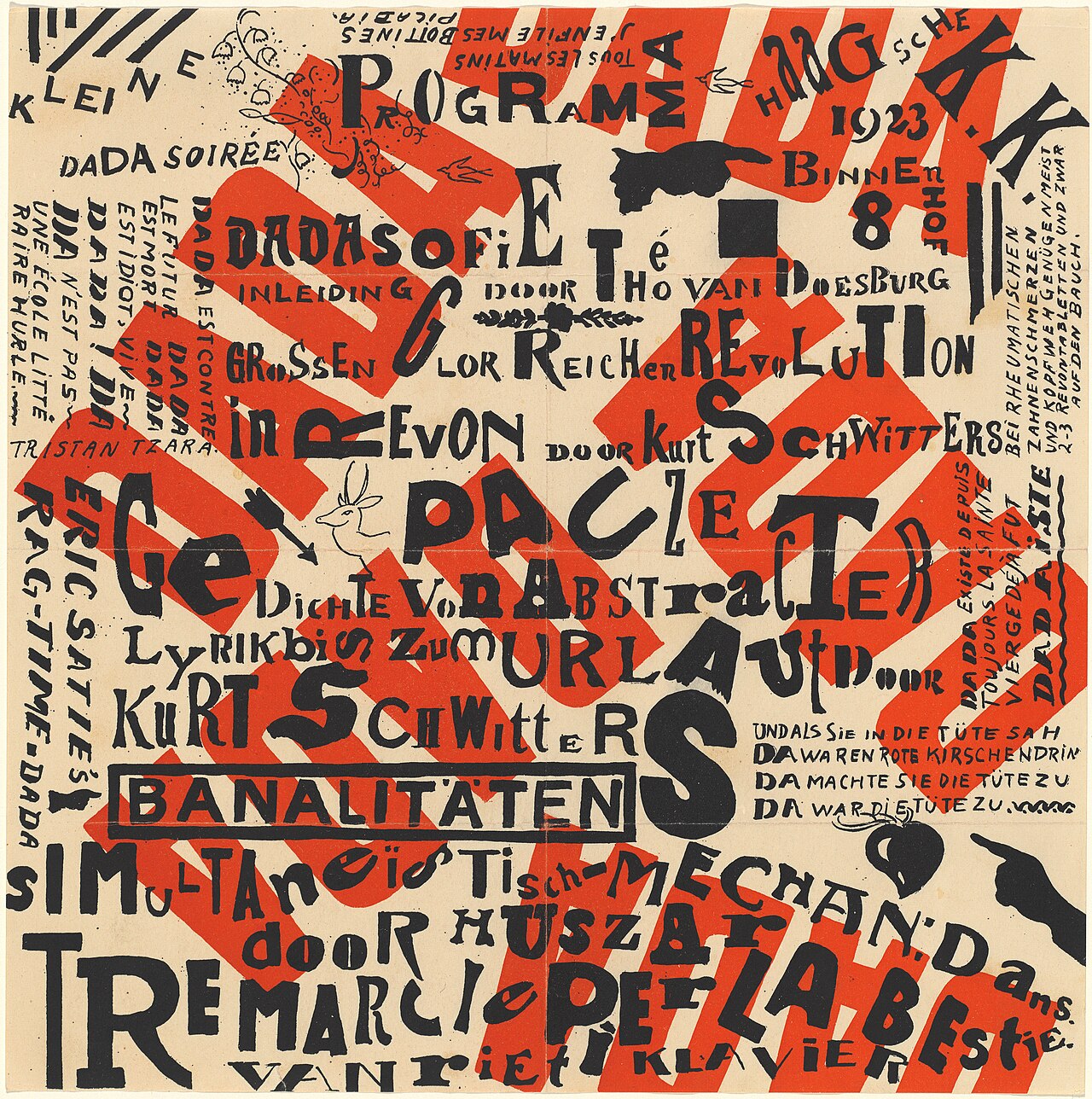 Dada — Theo van Doesburg & Kurt Schwitters, Kleine Dada Soirée, 1922 — Wikimedia Commons / CC0
